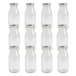 12 Lakeland 250ml Lidded Glass Milk Bottles