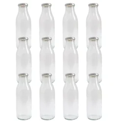 12 Lakeland 500ml Lidded Glass Milk Bottles
