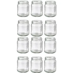 12 Small Glass Jam Jars With 12 Blue & Red Gingham Lids 8 12 Small Glass Jam Jars With 12 Blue & Red Gingham Lids -Lake Land 26497 3