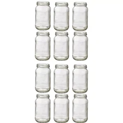 12 Standard Glass Jam Jars With 12 Blue & Red Lids 1lb 454g 8 12 Standard Glass Jam Jars With 12 Blue & Red Lids 1lb 454g -Lake Land 26499 3