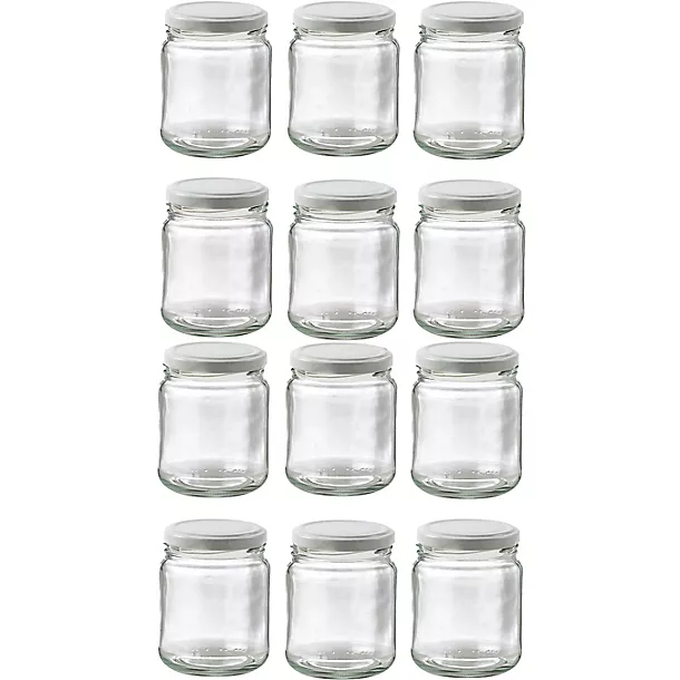 12 Small Glass Jam Jars With 12 White Lids 3 12 Small Glass Jam Jars With 12 White Lids