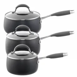 Lakeland Hard Anodised Bell Shaped 3-Piece Pan Set