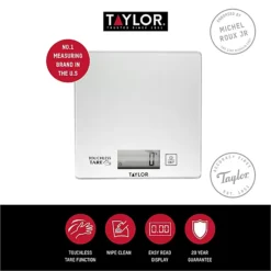 Taylor Digital Touchless Tare Scale Silver 8 Taylor Digital Touchless Tare Scale Silver -Lake Land 26691 3
