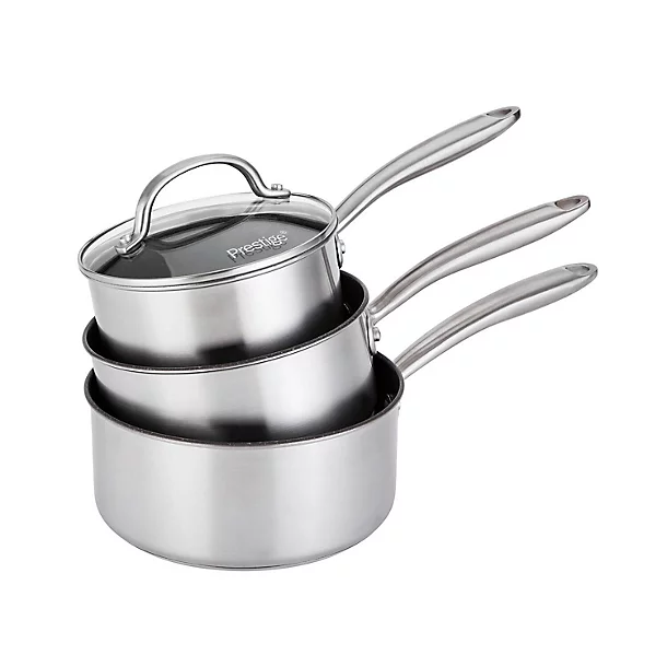 Prestige Scratch Guard Stainless Steel 3-Piece Saucepan Set 3 Prestige Scratch Guard Stainless Steel 3-Piece Saucepan Set