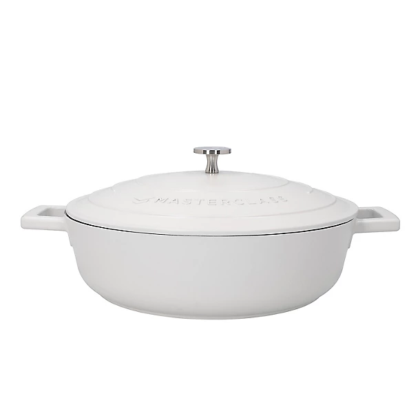 28cm Cast Aluminium Shallow Casserole Dish 4L Cream 3 28cm Cast Aluminium Shallow Casserole Dish 4L Cream