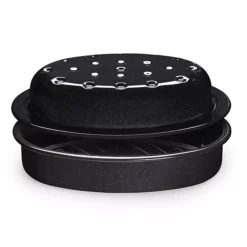 Enamel Self Basting Oval Roasting Tin With Lid