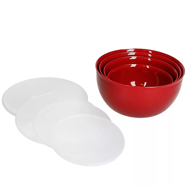 KitchenAid Set Of 4 Prep Bowls With Lids - Empire Red 4 KitchenAid Set Of 4 Prep Bowls With Lids - Empire Red - Image 2