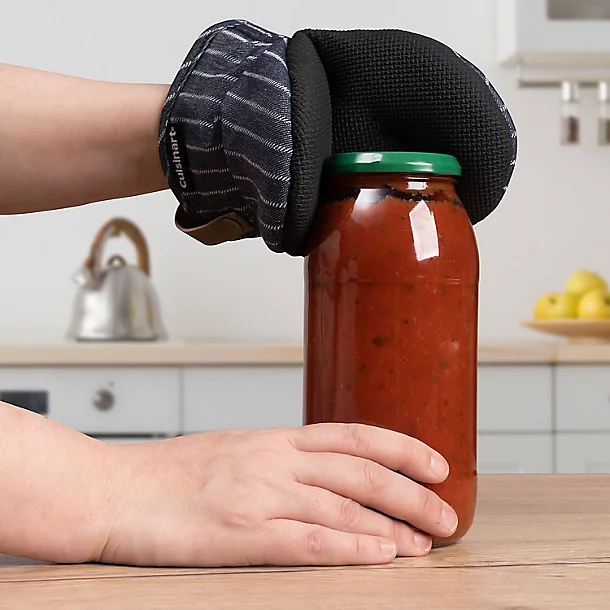 2 Cuisinart Neoprene Mini Oven Mitts Herringbone Blue 6 2 Cuisinart Neoprene Mini Oven Mitts Herringbone Blue - Image 4