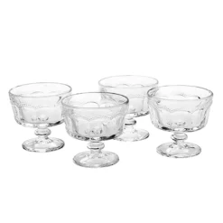 4 Artland Pearl Ridge Mini Glass Footed Trifle Bowls
