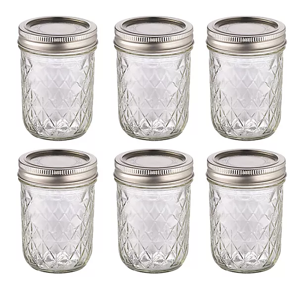 6 Ball Regular Mouth Quilted Crystal Mason Preserving Jars 240ml 3 6 Ball Regular Mouth Quilted Crystal Mason Preserving Jars 240ml