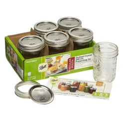 6 Ball Regular Mouth Quilted Crystal Mason Preserving Jars 240ml 25 6 Ball Regular Mouth Quilted Crystal Mason Preserving Jars 240ml -Lake Land 70511 12