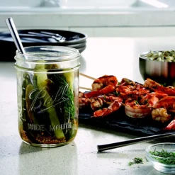 6 Ball Wide Mouth Embossed Glass Jam Jars And Lids 473ml 10 6 Ball Wide Mouth Embossed Glass Jam Jars And Lids 473ml -Lake Land 71670 3