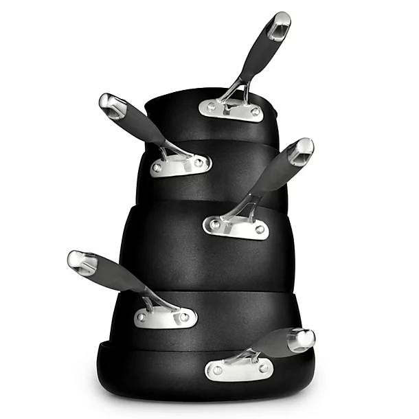 Lakeland Hard Anodised Bell Shaped 5-Piece Pan Set 3 Lakeland Hard Anodised Bell Shaped 5-Piece Pan Set