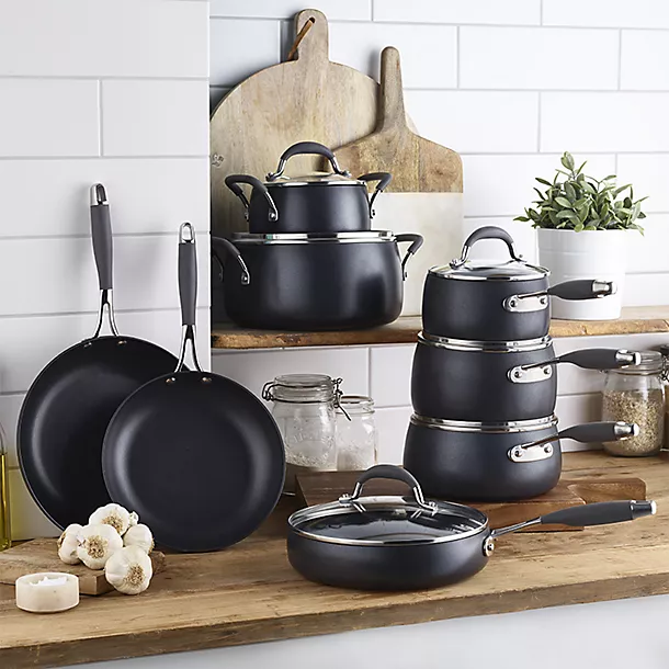 Lakeland Hard Anodised Bell Shaped 5-Piece Pan Set 4 Lakeland Hard Anodised Bell Shaped 5-Piece Pan Set - Image 2