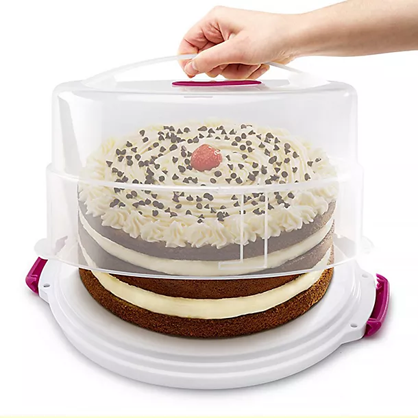 2 In 1 Height Adjustable Cake Carrier Caddy - Round Holds 30cm Cakes 4 2 In 1 Height Adjustable Cake Carrier Caddy - Round Holds 30cm Cakes - Image 2