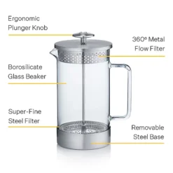 Barista And Co Silver 8-Cup Cafetière 9 Barista And Co Silver 8-Cup Cafetière -Lake Land 73915 4
