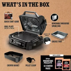 Ninja Woodfire Electric BBQ Grill, Smoker & Air Fryer OG701UK 21 Ninja Woodfire Electric BBQ Grill, Smoker & Air Fryer OG701UK -Lake Land 74244 9