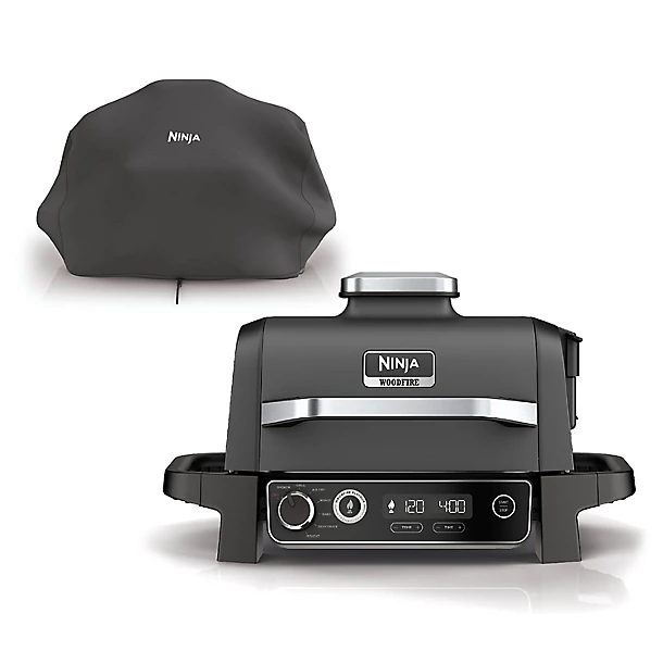Ninja Woodfire Electric BBQ Grill, Smoker, Air Fryer And Cover Bundle 3 Ninja Woodfire Electric BBQ Grill, Smoker, Air Fryer And Cover Bundle