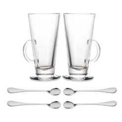 Latte Glasses And Long Handle Spoon Set Bundle